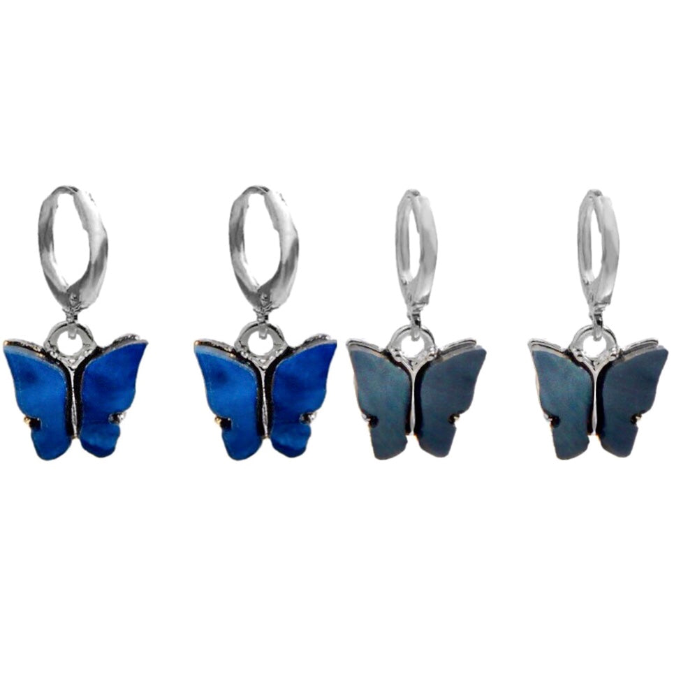 Silver Dark Blue and Midnight Butterfly Set