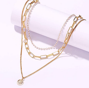 Gold Link Necklace Set