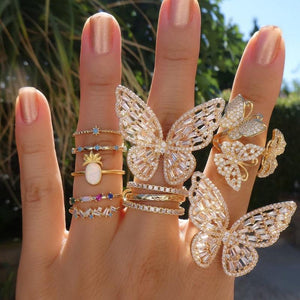 Iced Out Butterfly Ring