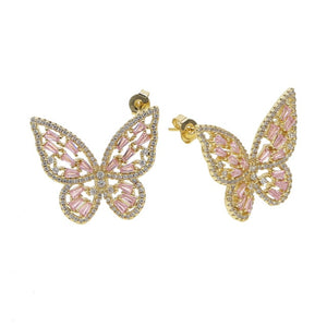 Pink Pavé Butterfly Earrings