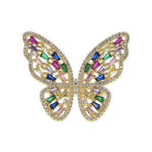 Rainbow Pavé Butterfly Ring