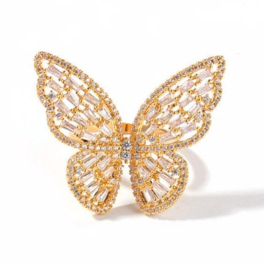 Iced Out Butterfly Ring