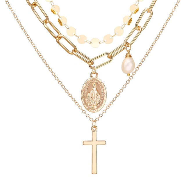 Opal Cross Necklace Set