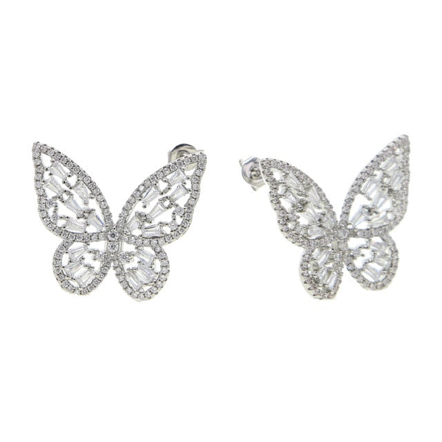 Clear Pavé Butterfly Earrings