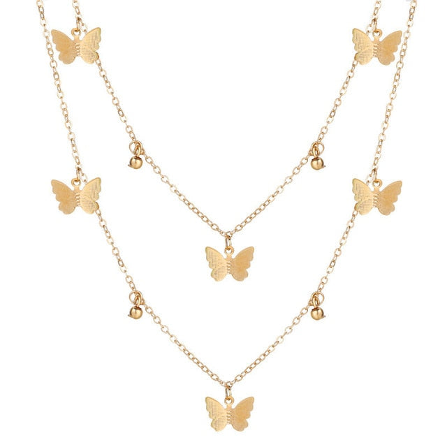 Golden Butterfly Kisses Necklace