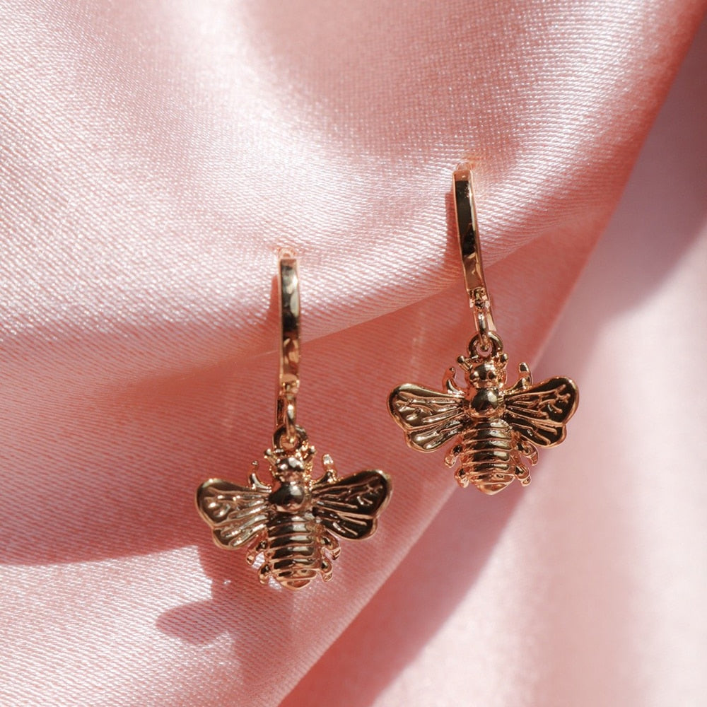 Gold Honey Bee Earrings