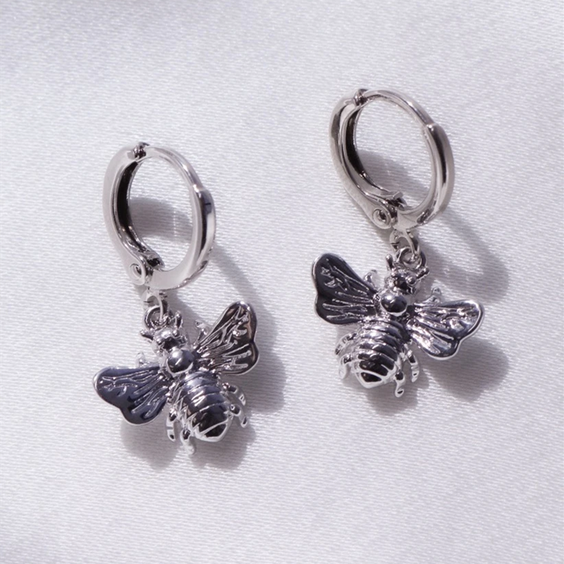 Silver Honey Bee Earrings