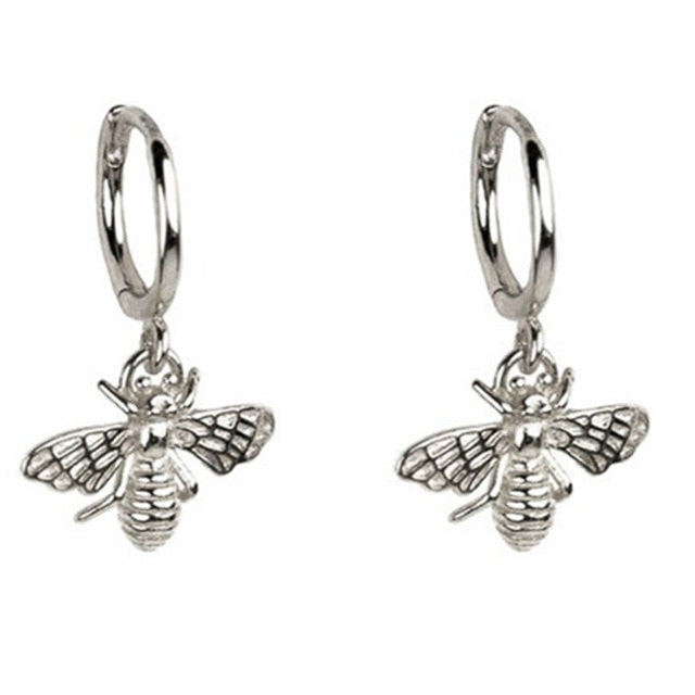 Silver Honey Bee Earrings