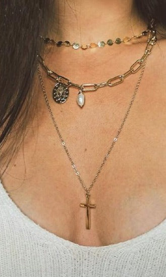 Opal Cross Necklace Set