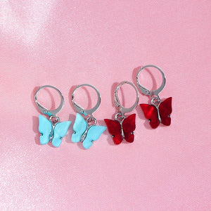 Silver Sky Blue and Red Butterfly Set