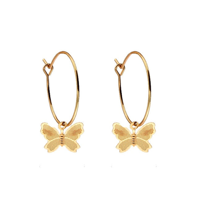 Gold Butterfly Kisses Big Hoop Earrings