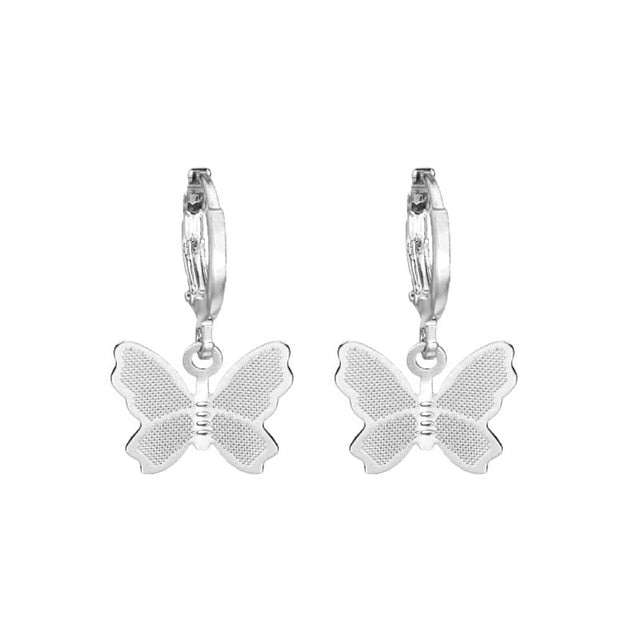 Silver Butterfly Kisses Huggie Earrings