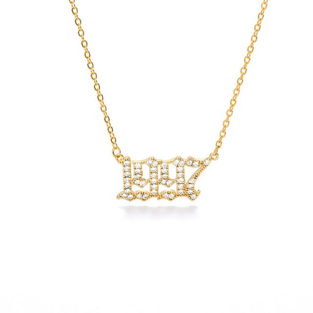 Gold Crystal Birthdate Necklace