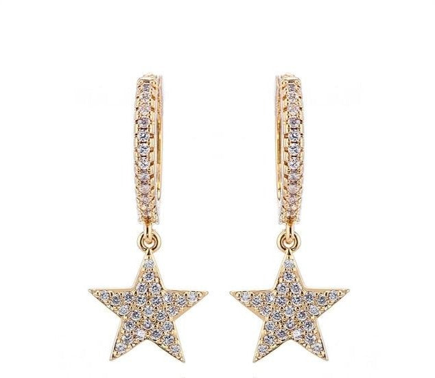 Crystal Star Hoop Earrings