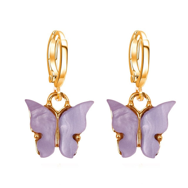 Lavender Butterfly Huggie Earrings