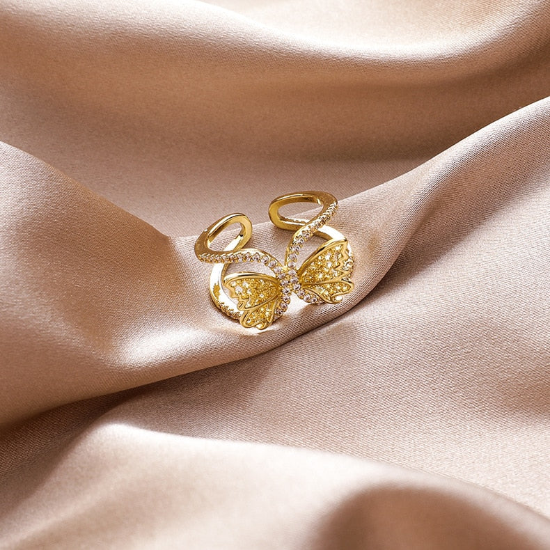 Gold Dreams Butterfly Ring