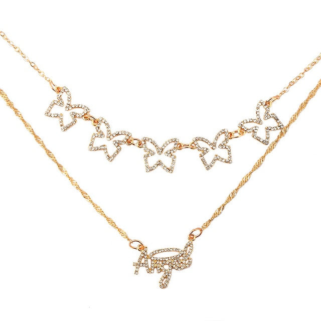 Butterfly Angel Gold Necklace Set