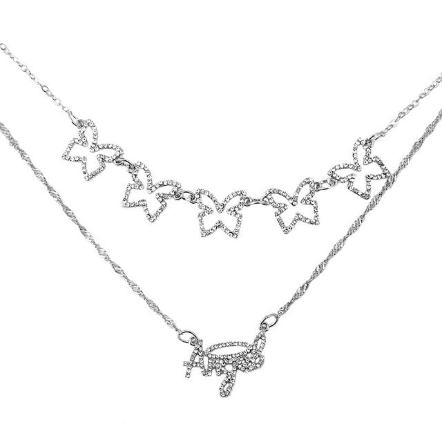 Butterfly Angel Silver Necklace Set