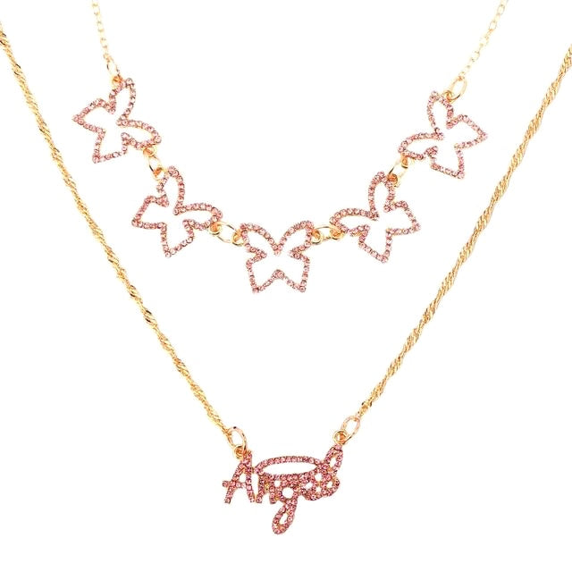 Butterfly Angel Rose Gold Necklace Set