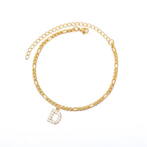 Crystal Initial Anklet