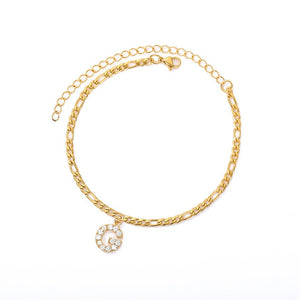 Crystal Initial Anklet