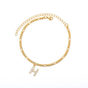 Crystal Initial Anklet