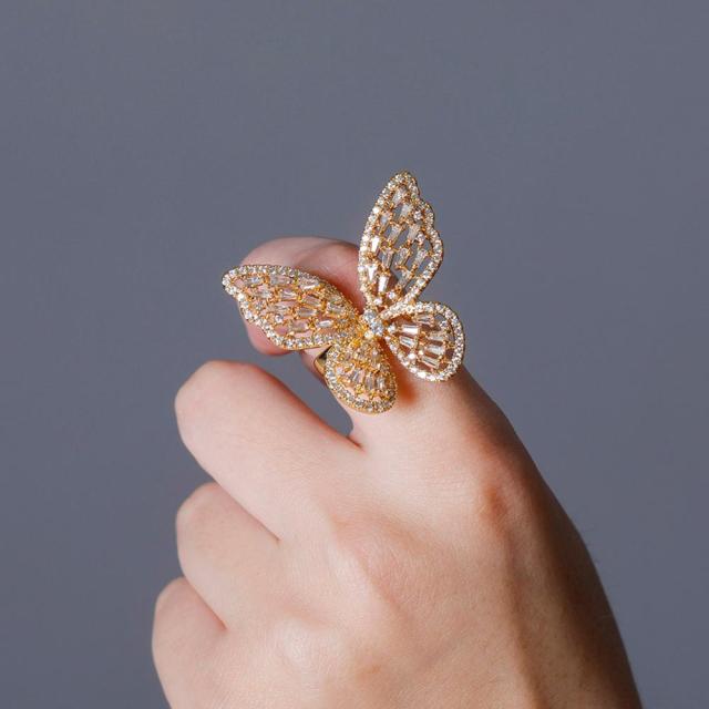 Iced Out Butterfly Ring