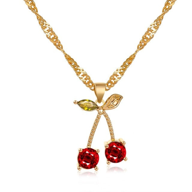 Red Cherry Drop Necklace